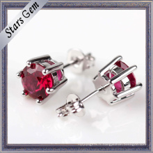 6mm rond brillant boucles de boucles d&#39;oreilles Ruby Stud Lab-Created bijoux